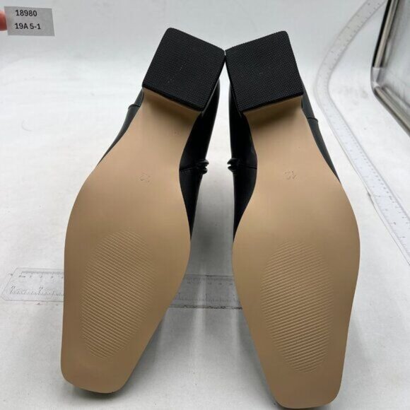 Black Women Square Toe Comfort Kitten Low Heel Ankle Boot Side Zipper Bootie - Picture 6 of 7